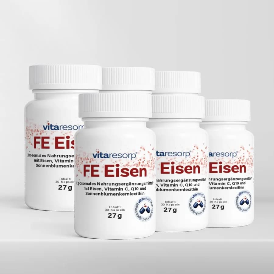 Sechs Vitaresorp FE Eisen Produkte